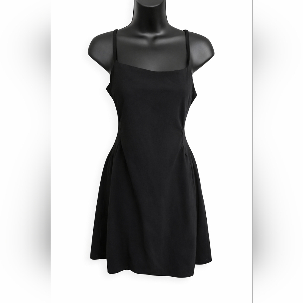 Black Spaghetti Strap Mini Dress Womens A-Line Sleeveless Casual Basic LBD